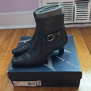 Black leather ankle boots